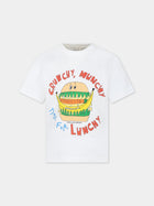 T-shirt bianca per bambino con stampa hamburger,Stella Mccartney Kids,TU8Q61 Z0434 101